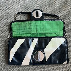 Vintage Kate Spade Pleather Zebra Stripes and Kelly Green Shoulder Bag Clutch